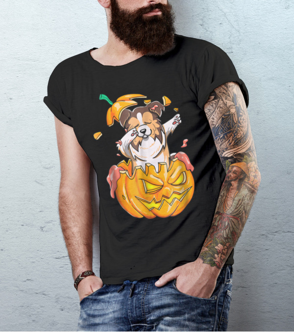Sheltie Dabbing Halloween Funny Pumpkin Jack-O'-Lantern Dab T-Shirt