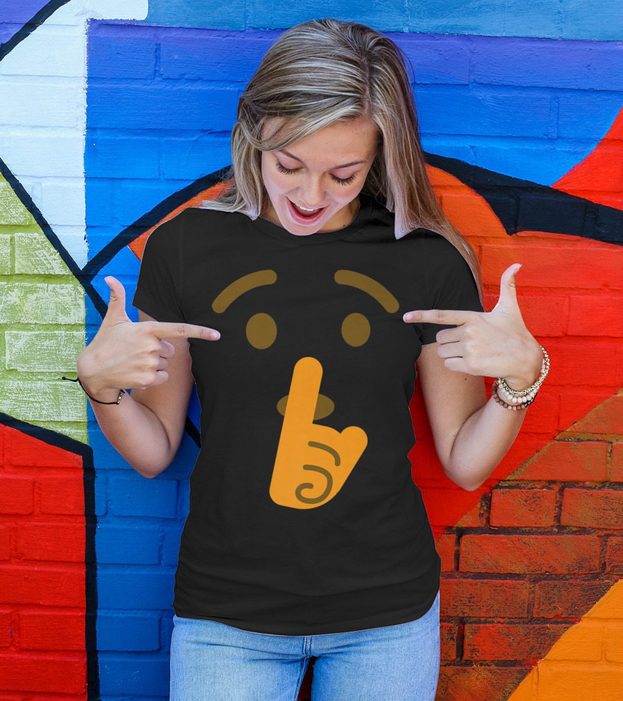 Shushing Face Emoji Quiet Gesture T-Shirt