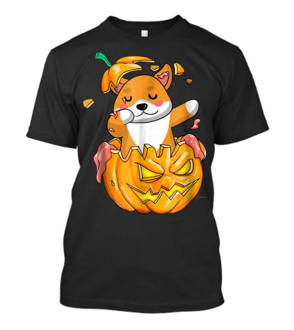 Shiba Inu Dabbing In Jack-O'-Lantern Halloween Pumpkin Dab T-Shirt