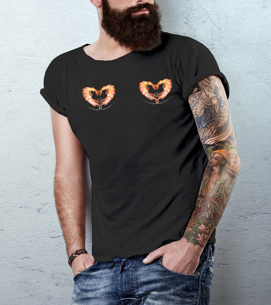 Shrimp Heart Mermaid Bra Cute Prawn Swimsuit Top T-Shirt