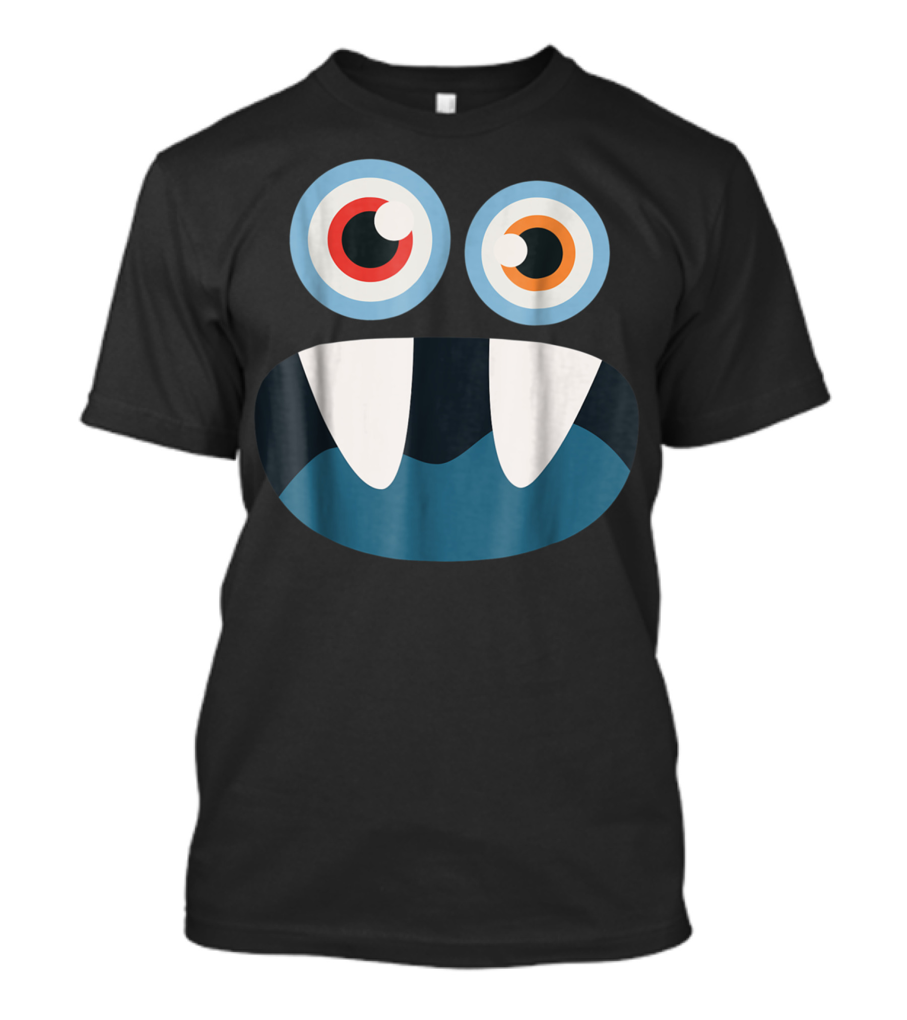Simple Halloween Costume Monster Face Big Eyes And Fangs T-Shirt