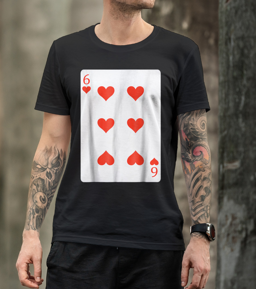 Six Of Hearts Playing Card Costume Poker T-Shirt