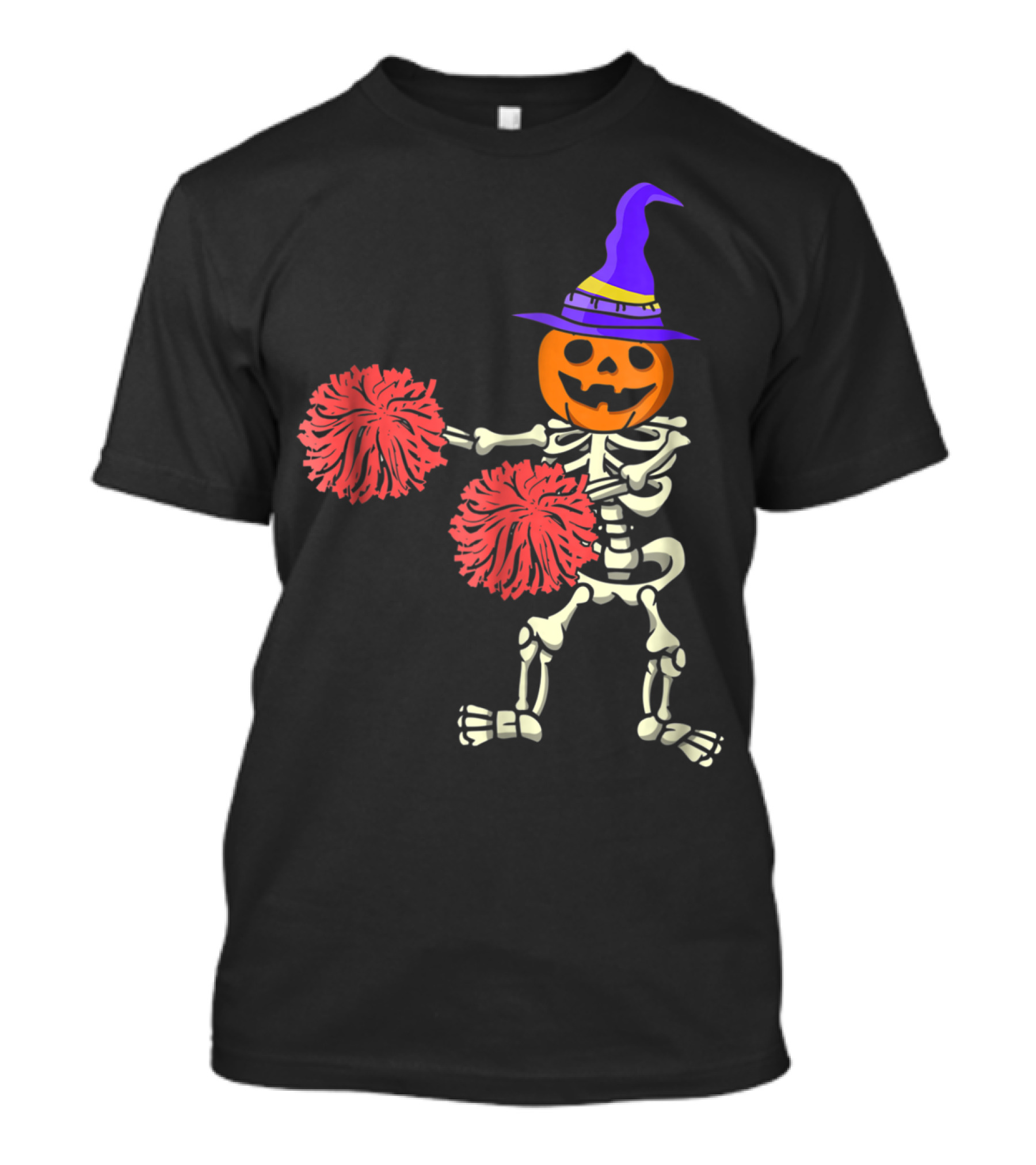 Skeleton Pumpkin Cheerleader Halloween Dance Flossing T-Shirt