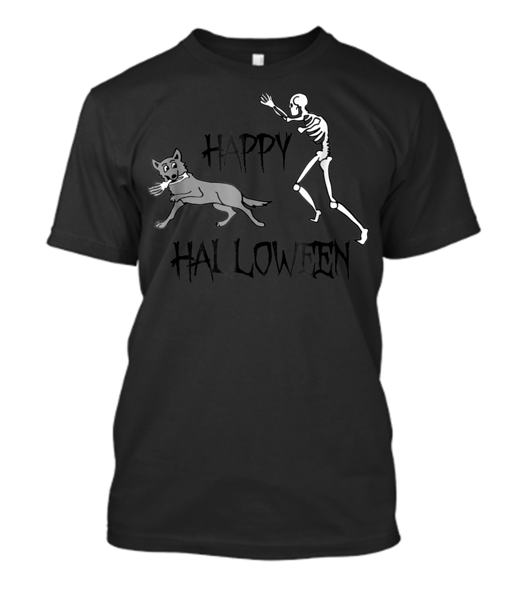 Happy Halloween Skeleton Dog Humor Funny Chase T-Shirt