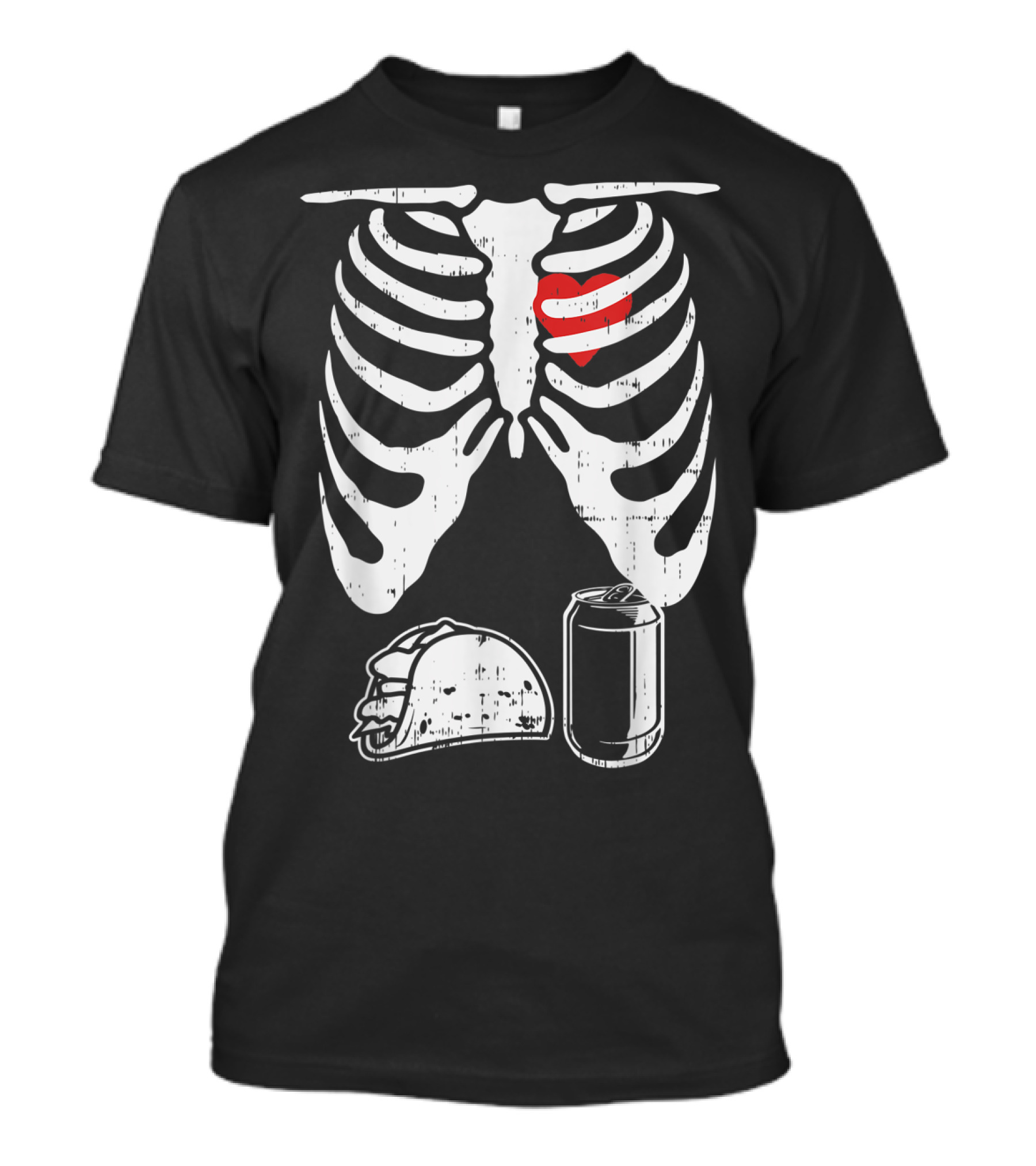 Skeleton Xray Halloween Taco Beer Pregnancy Heart T-Shirt