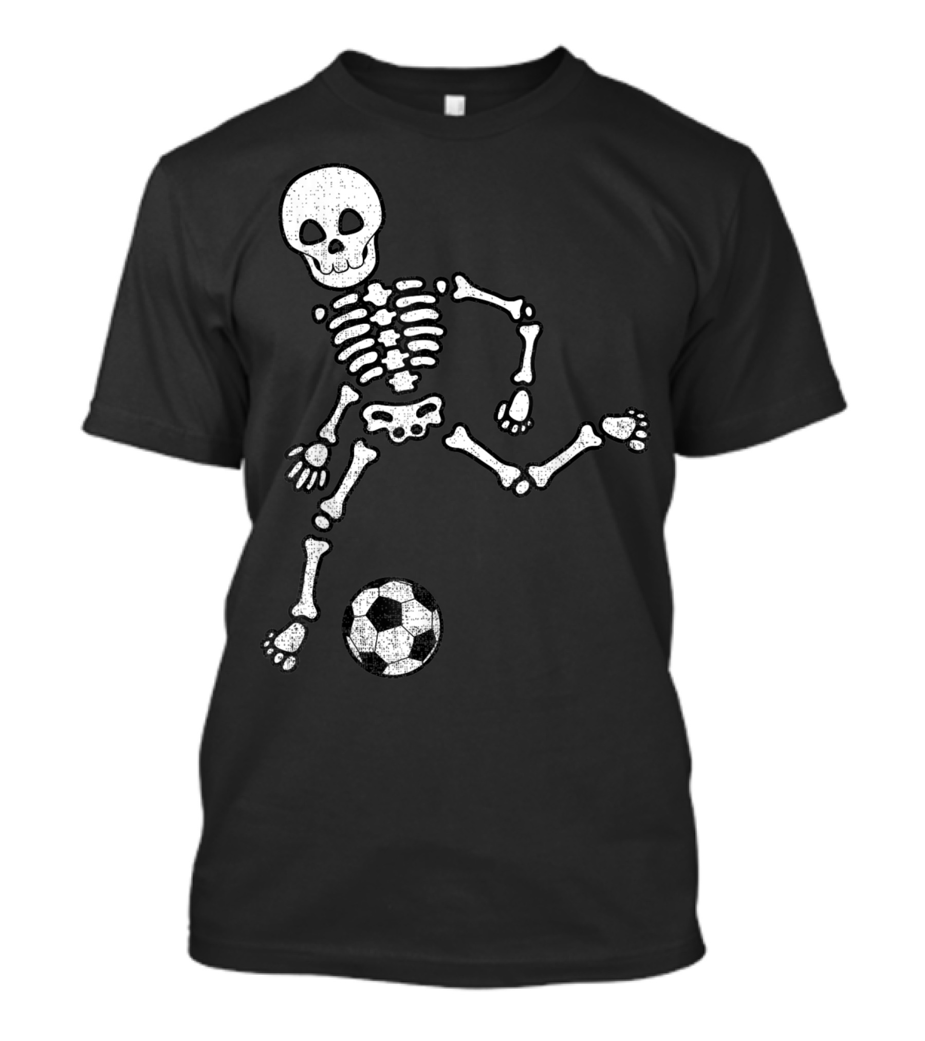 Skeleton Kicking Soccer Ball Halloween Sport Player T-Shirt