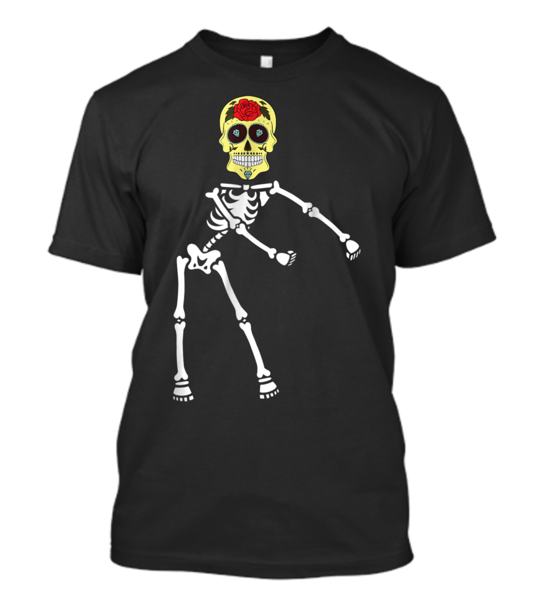 Skeleton Sugar Skull Halloween Dia De Los Dancing Skeleton T-Shirt