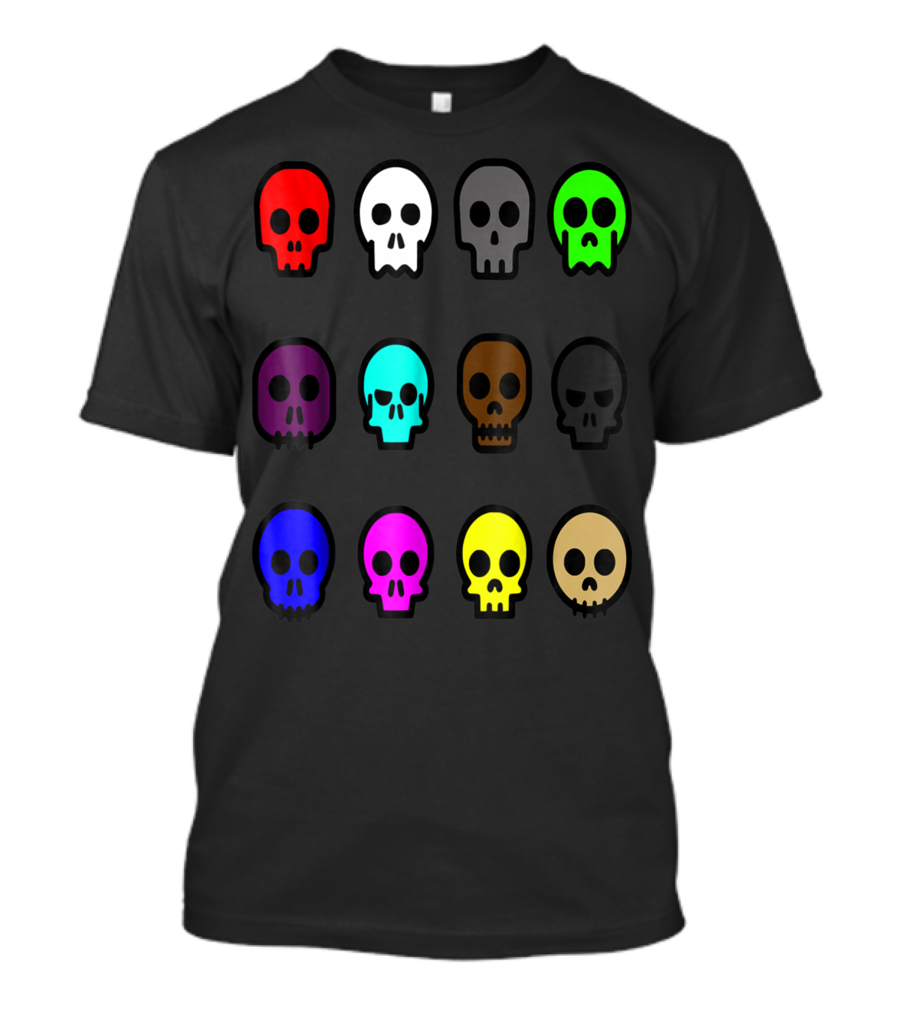 Colorful Comic Skull Collection I Love T-Shirt