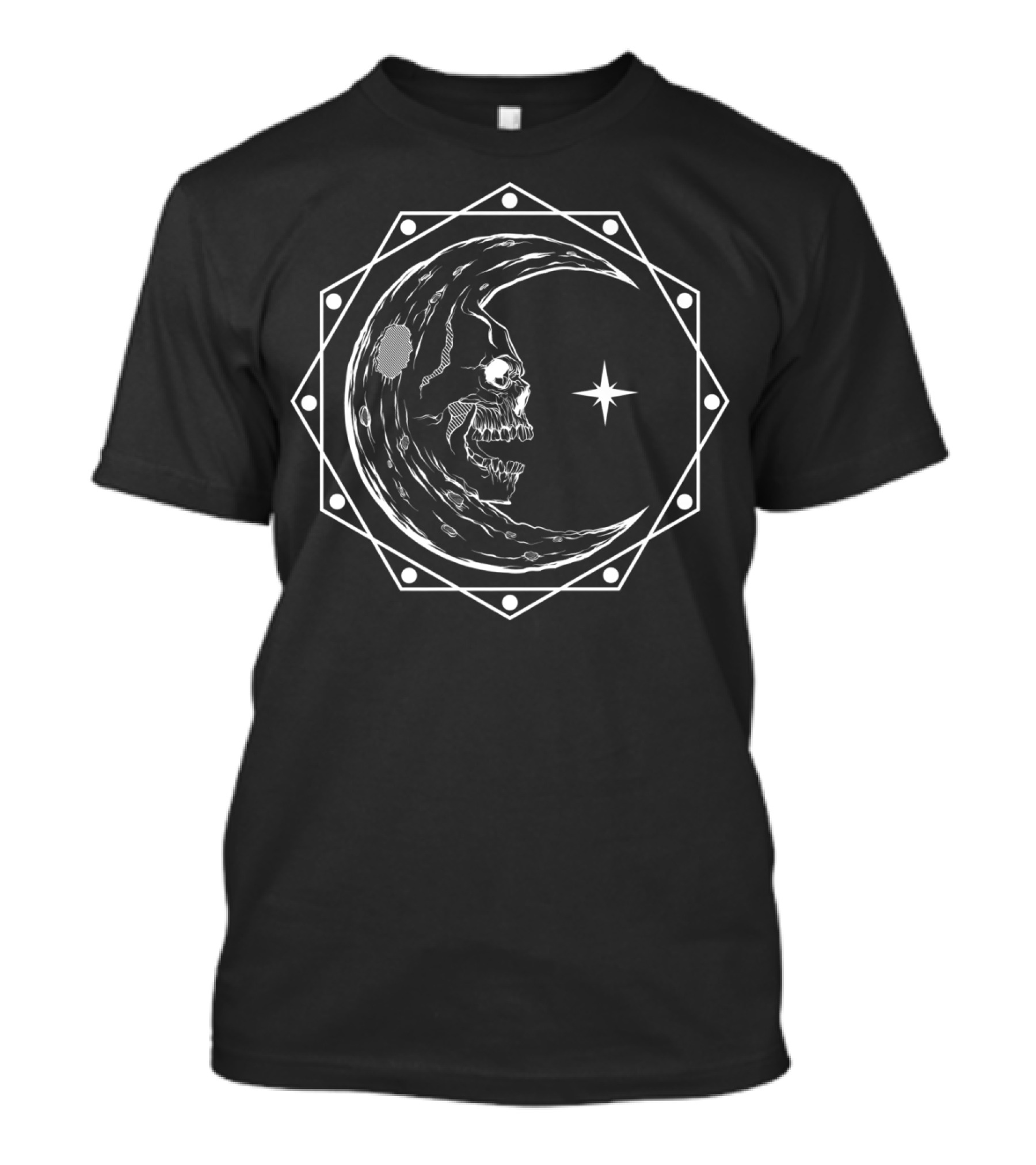 Skull Moon Face Starry Occult Astrology Halloween T-Shirt