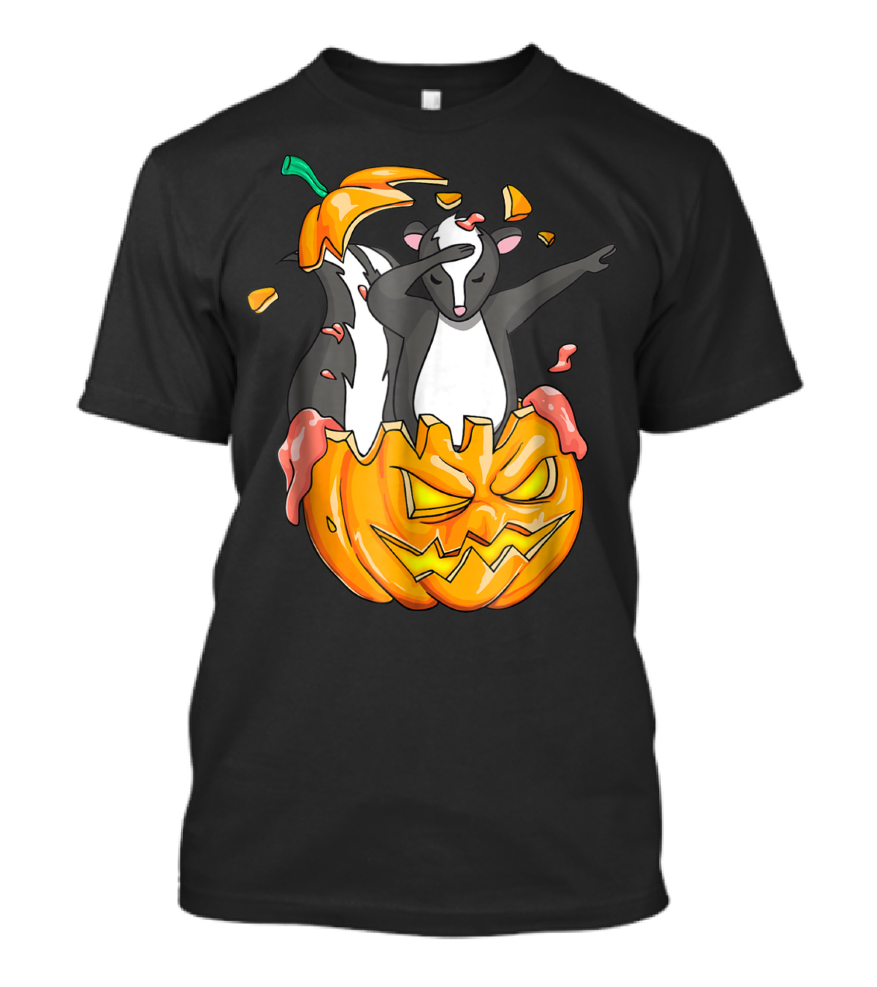 Skunk Dabbing Halloween Pumpkin Dab Funny Spooky T-Shirt