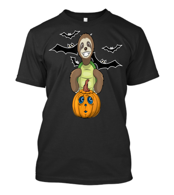 Slater The Slurtle Sloth And Turtle Halloween Pumpkin Bats T-Shirt