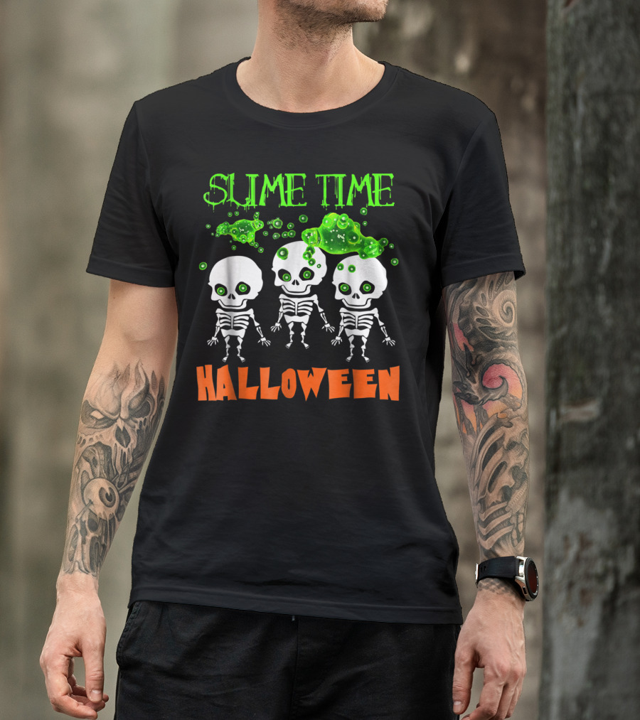 SLIME TIME HALLOWEEN SKELETONS BUBBLES T-Shirt