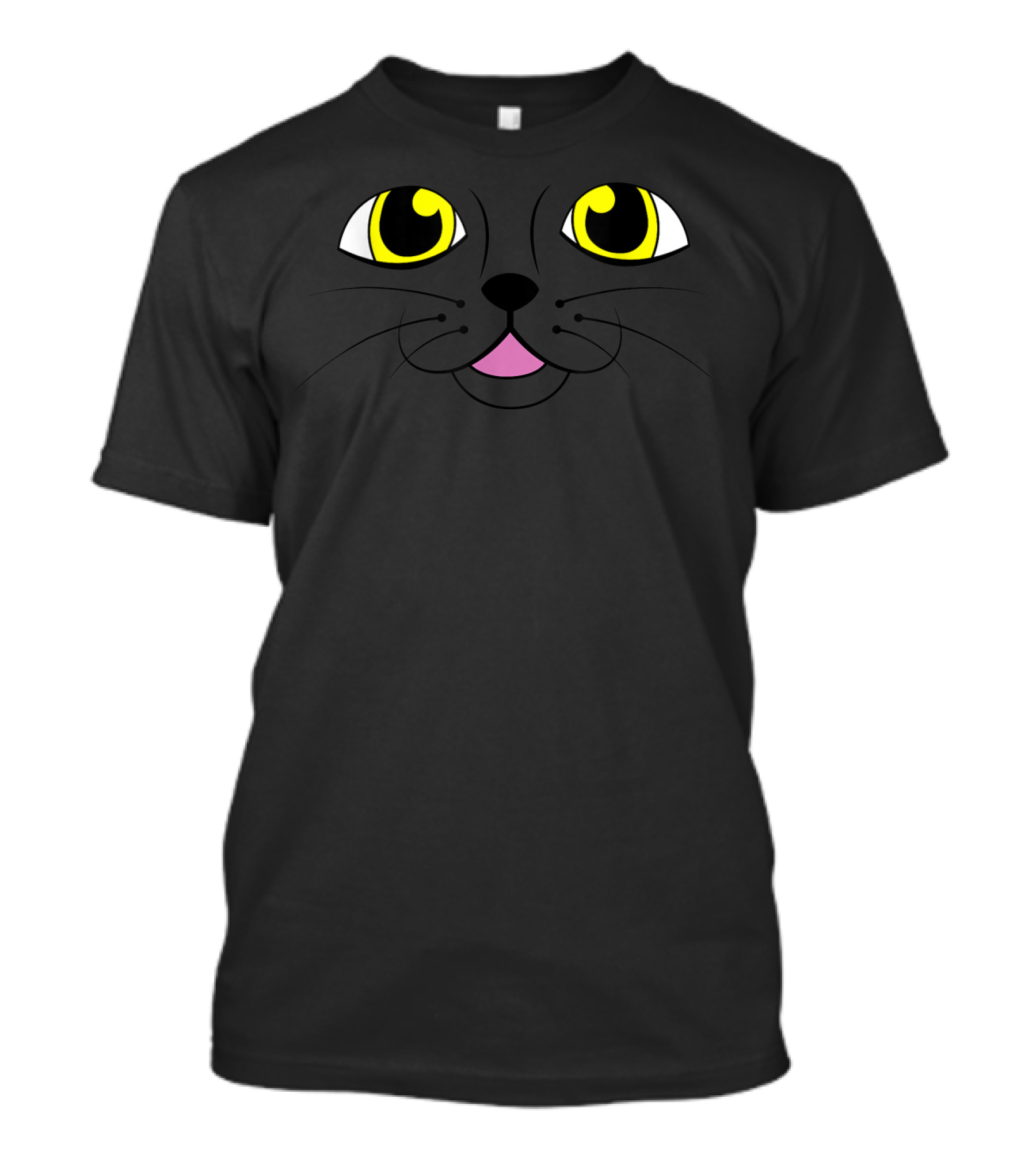 Smiling Black Cat Emoji Halloween Costume Face T-Shirt