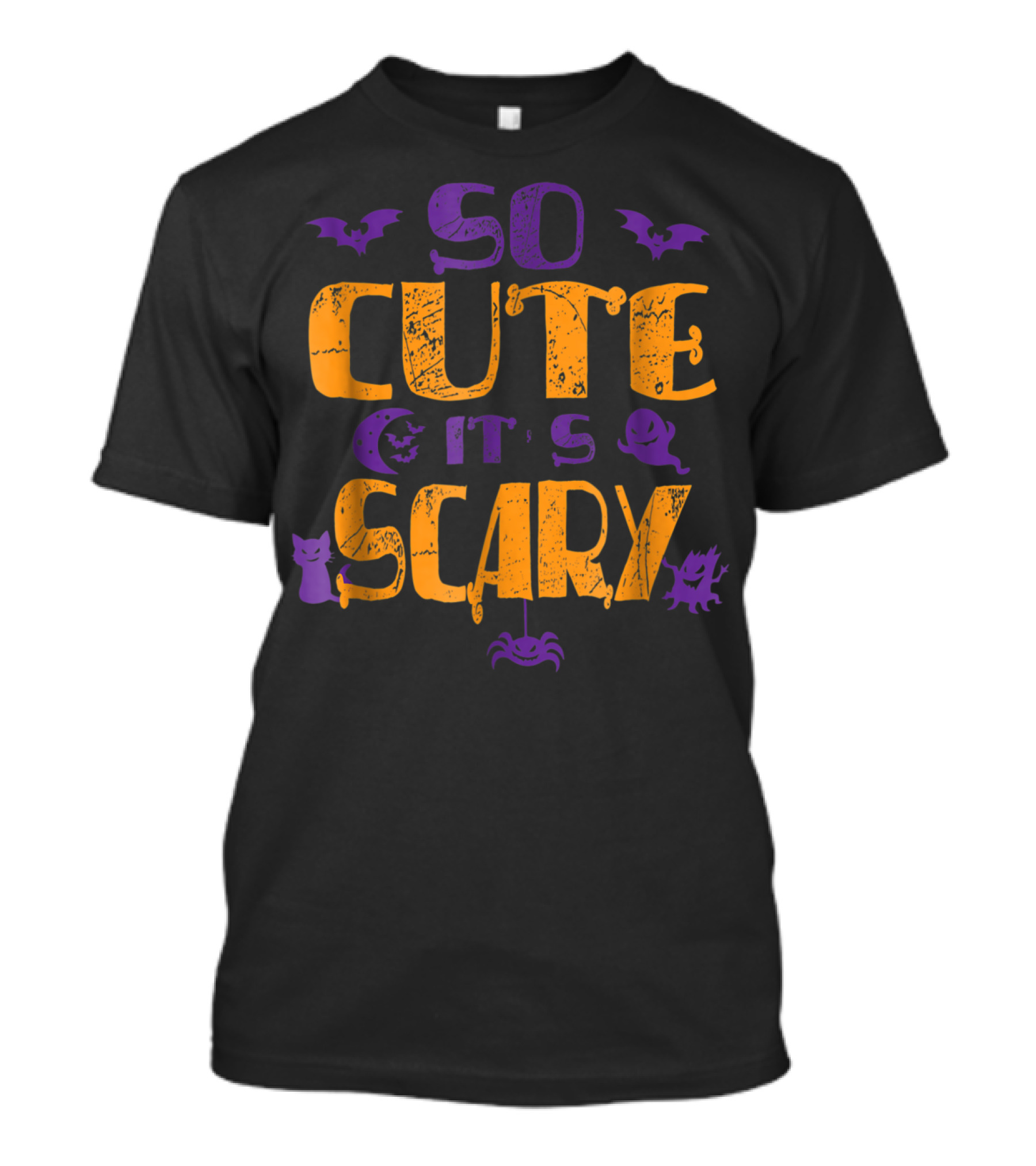 So Cute It's Scary Halloween Bats Ghost Cat Spider T-Shirt