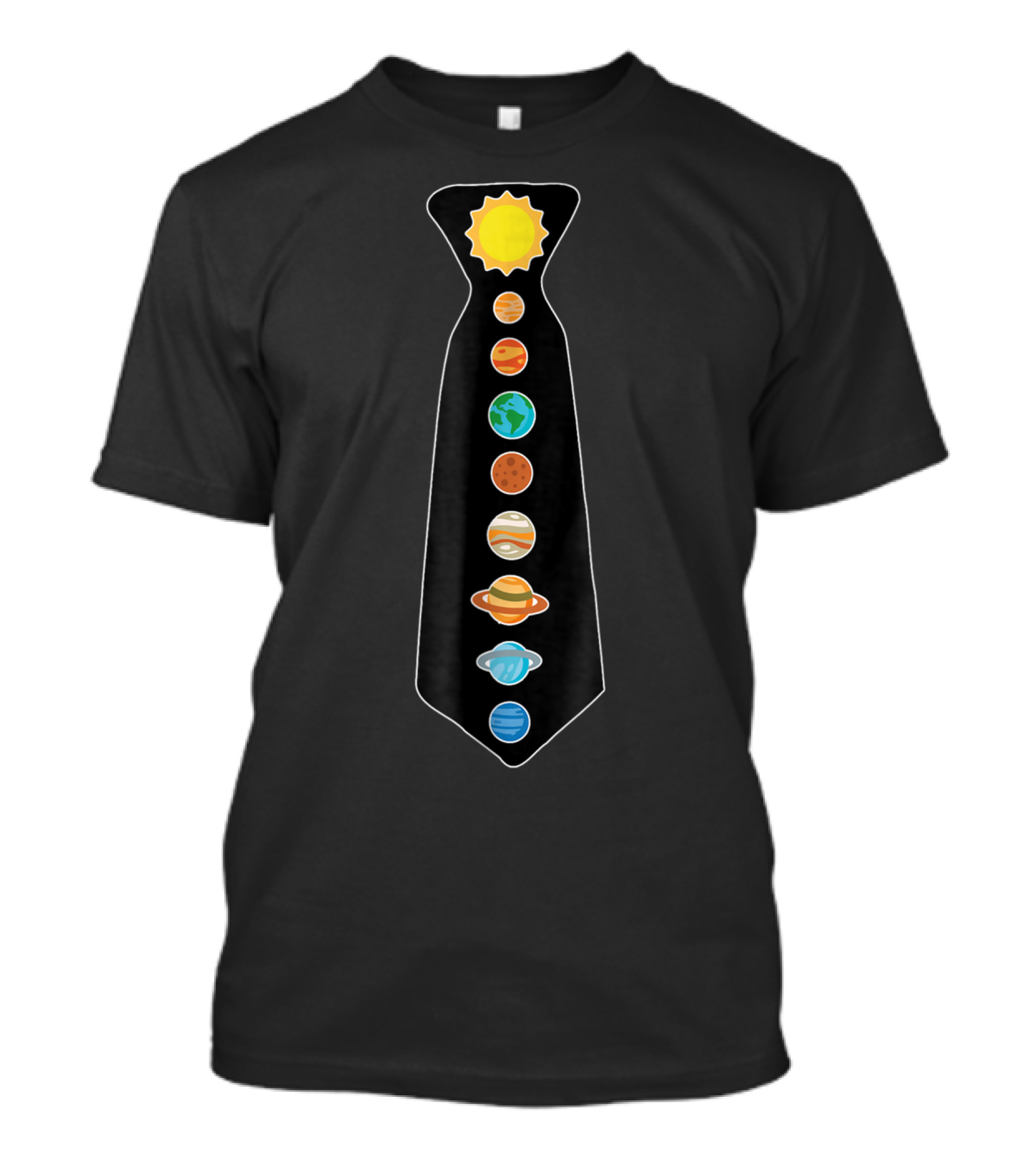 Solar System Planets Sun Tie Black Space T-Shirt