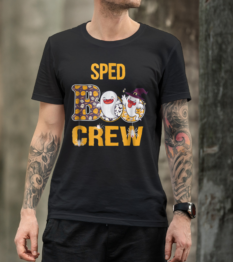 Sped Boo Crew Teacher Ghosts And Spiders Halloween T-Shirt