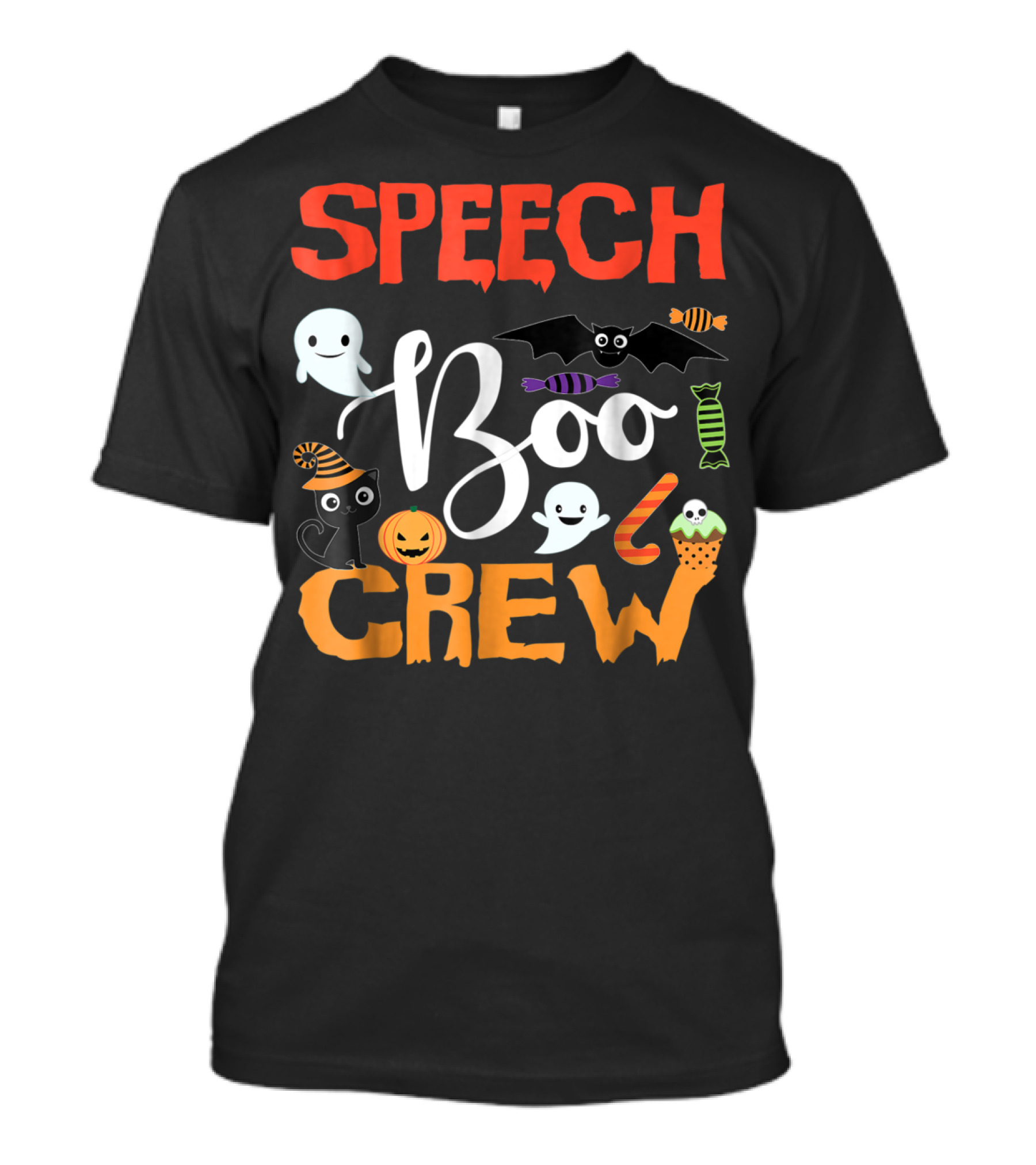Speech Teacher Boo Crew Ghosts Bats Candy Pumpkin Cat T-Shirt