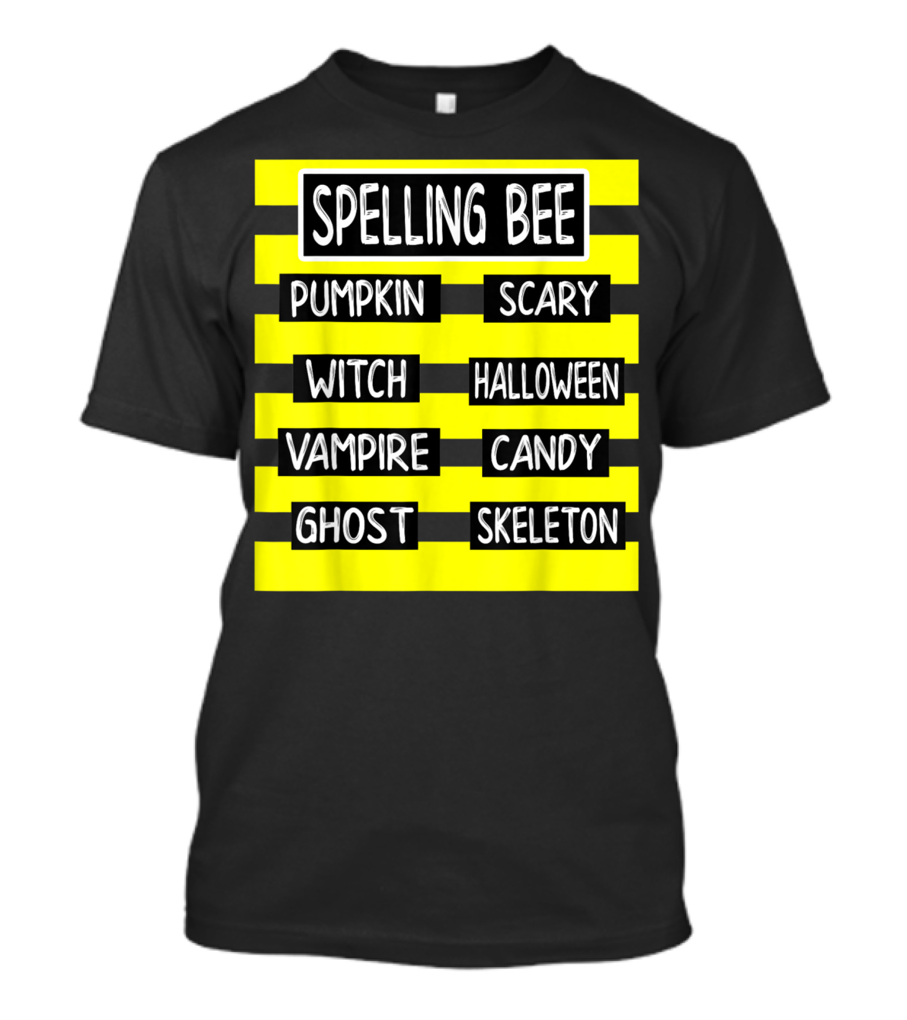Spelling Bee Pumpkin Scary Witch Halloween Vampire Candy Ghost Skeleton T-Shirt
