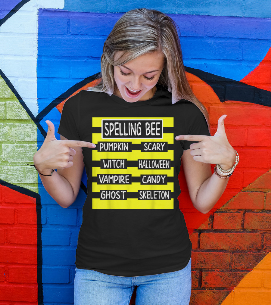 Spelling Bee Pumpkin Scary Witch Halloween Vampire Candy Ghost Skeleton T-Shirt
