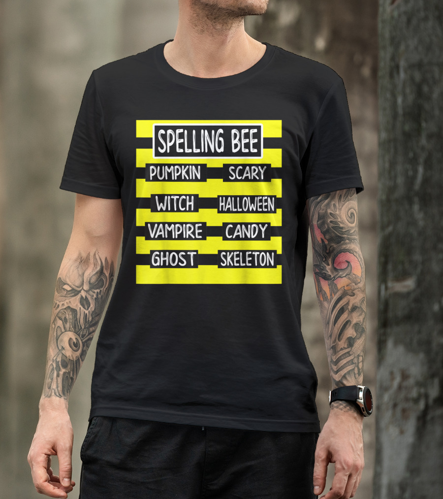 Spelling Bee Pumpkin Scary Witch Halloween Vampire Candy Ghost Skeleton T-Shirt