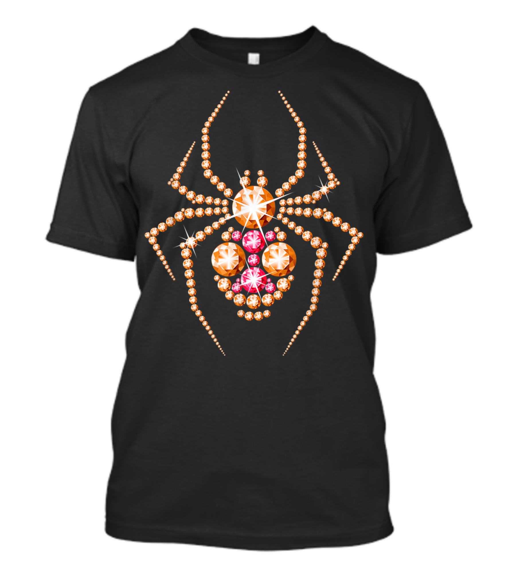 Glamorous Black Widow Spider Halloween Jewel Sparkle T-Shirt