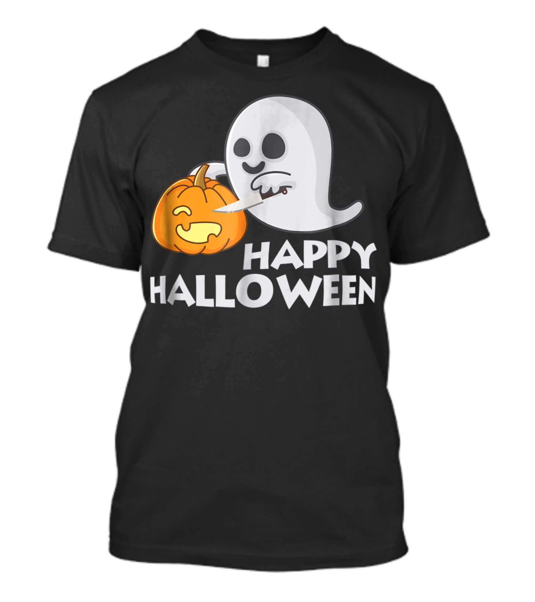 Happy Halloween Ghost And Carved Pumpkin Duo T-Shirt