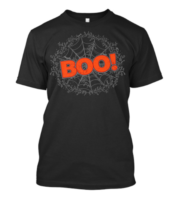 BOO Spooky Halloween Spider Web T-Shirt