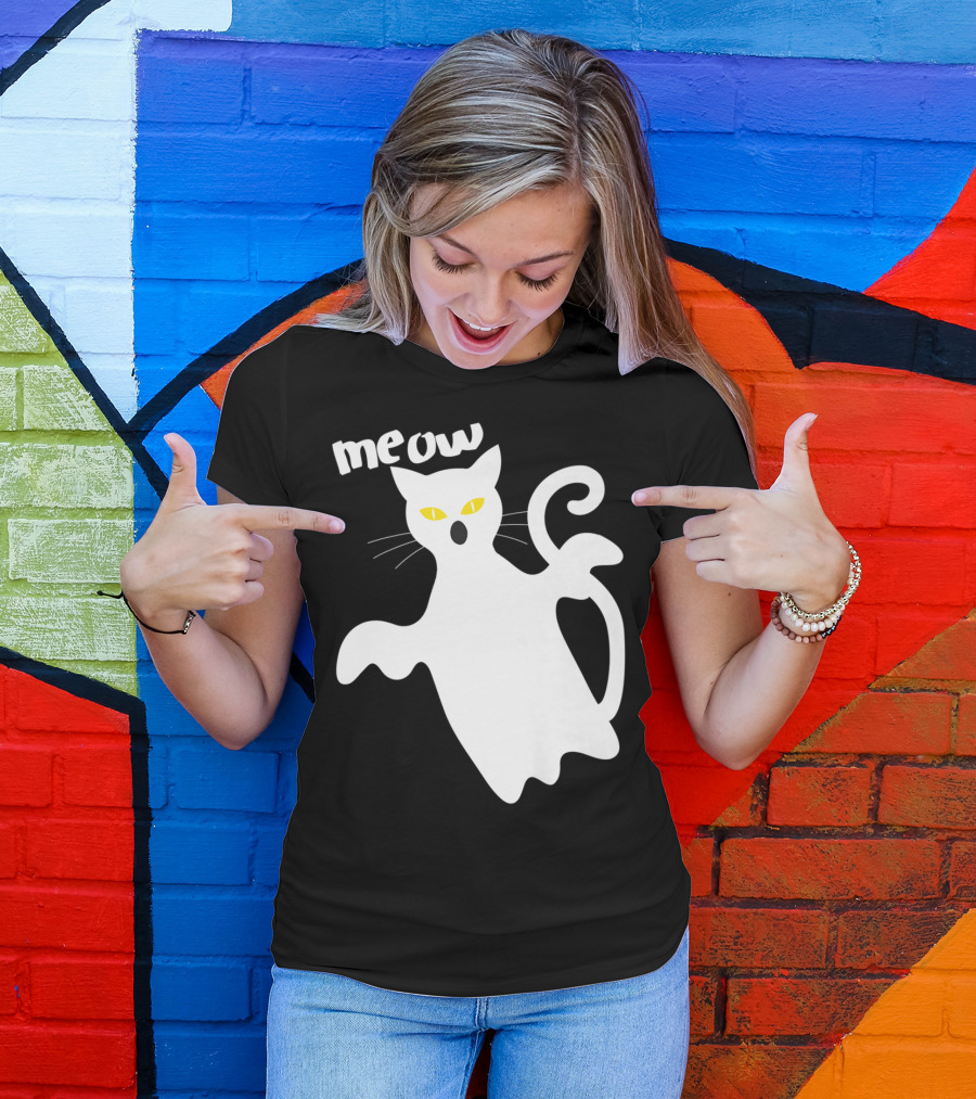 Meow Spooky Phantom Cat Halloween Costume For Cat T-Shirt