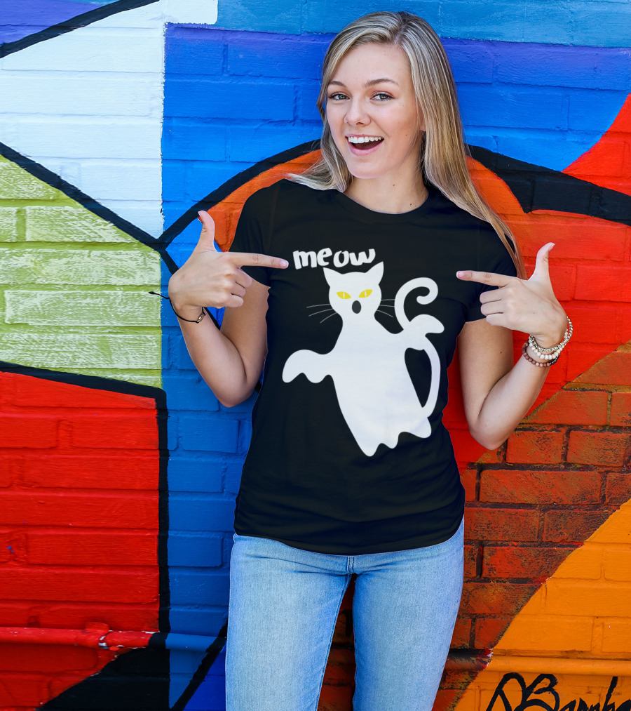 Meow Spooky Phantom Cat Halloween Costume For Cat T-Shirt