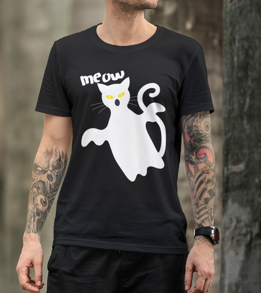Meow Spooky Phantom Cat Halloween Costume For Cat T-Shirt