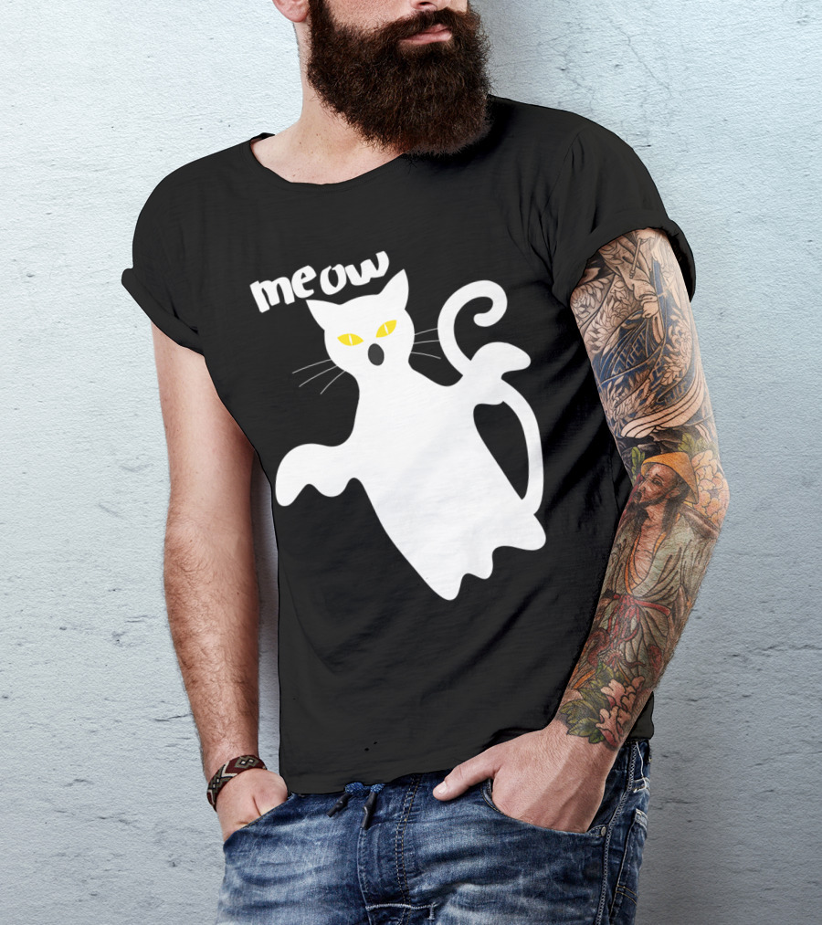 Meow Spooky Phantom Cat Halloween Costume For Cat T-Shirt