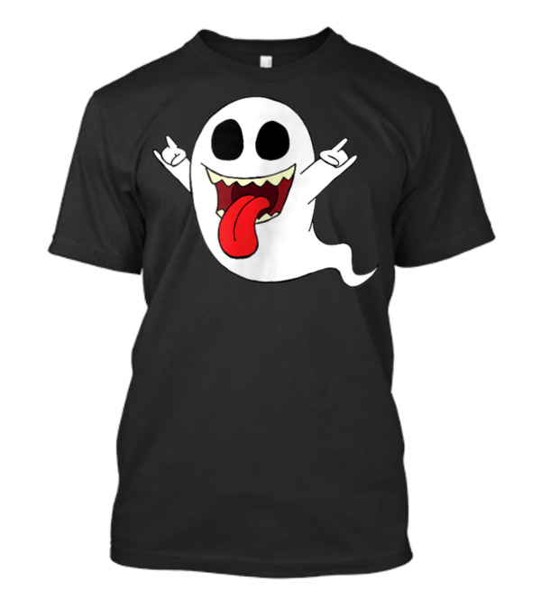 Spoopy Halloween Ghost Rock On Tongue Out Party T-Shirt