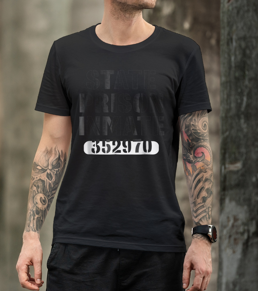 State Prison Inmate 352970 Halloween Convict Orange T-Shirt