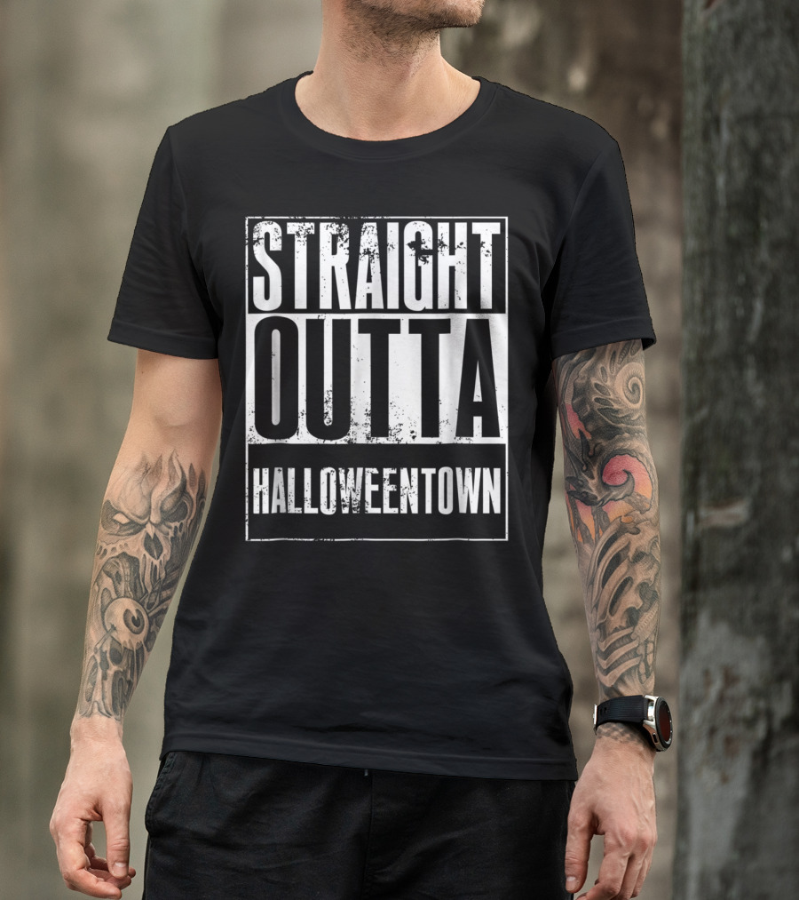 Straight Outta Halloweentown Halloween Parody 90s Hip-Hop T-Shirt