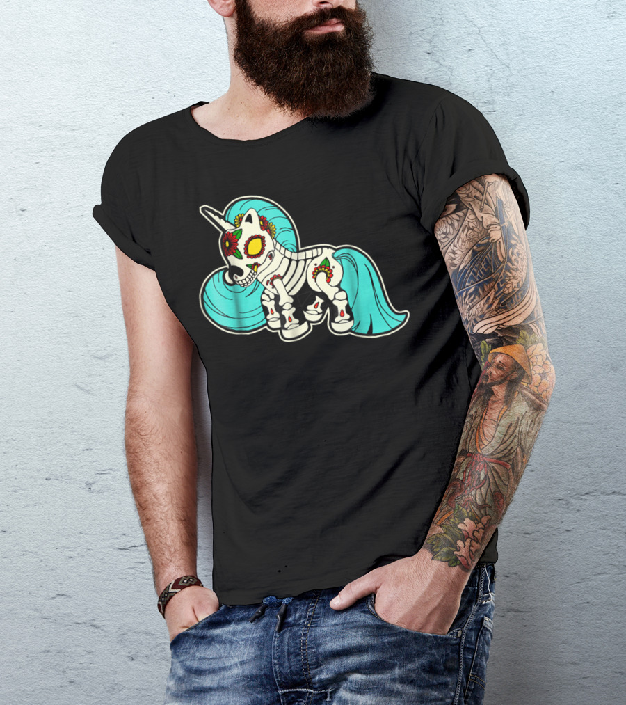 Sugar Skull Unicorn Dia De Los Muertos Mexican T-Shirt