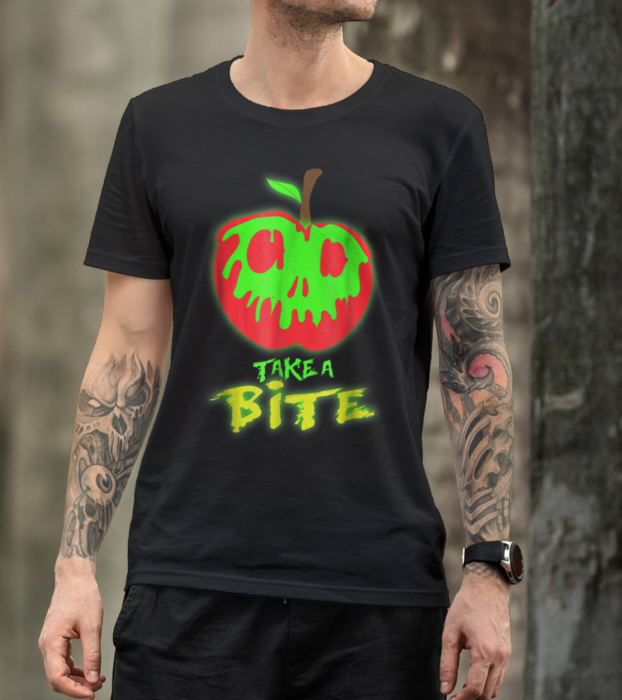 Take A Bite Poison'd Apple Glowing Green Skull T-Shirt