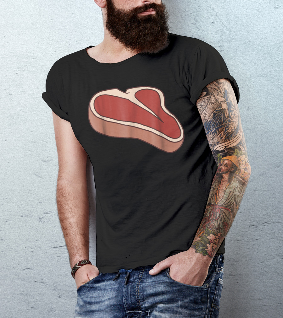 Tbone Steak Last Minute Bold Cartoon Meat T-Shirt