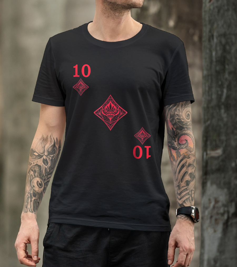 Ten Of Diamonds Card Design Halloween Costume Poker Deck T-Shirt