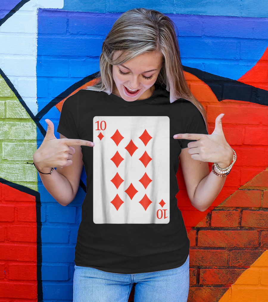 Ten Of Diamonds Playing Card Poker Costume T-Shirt