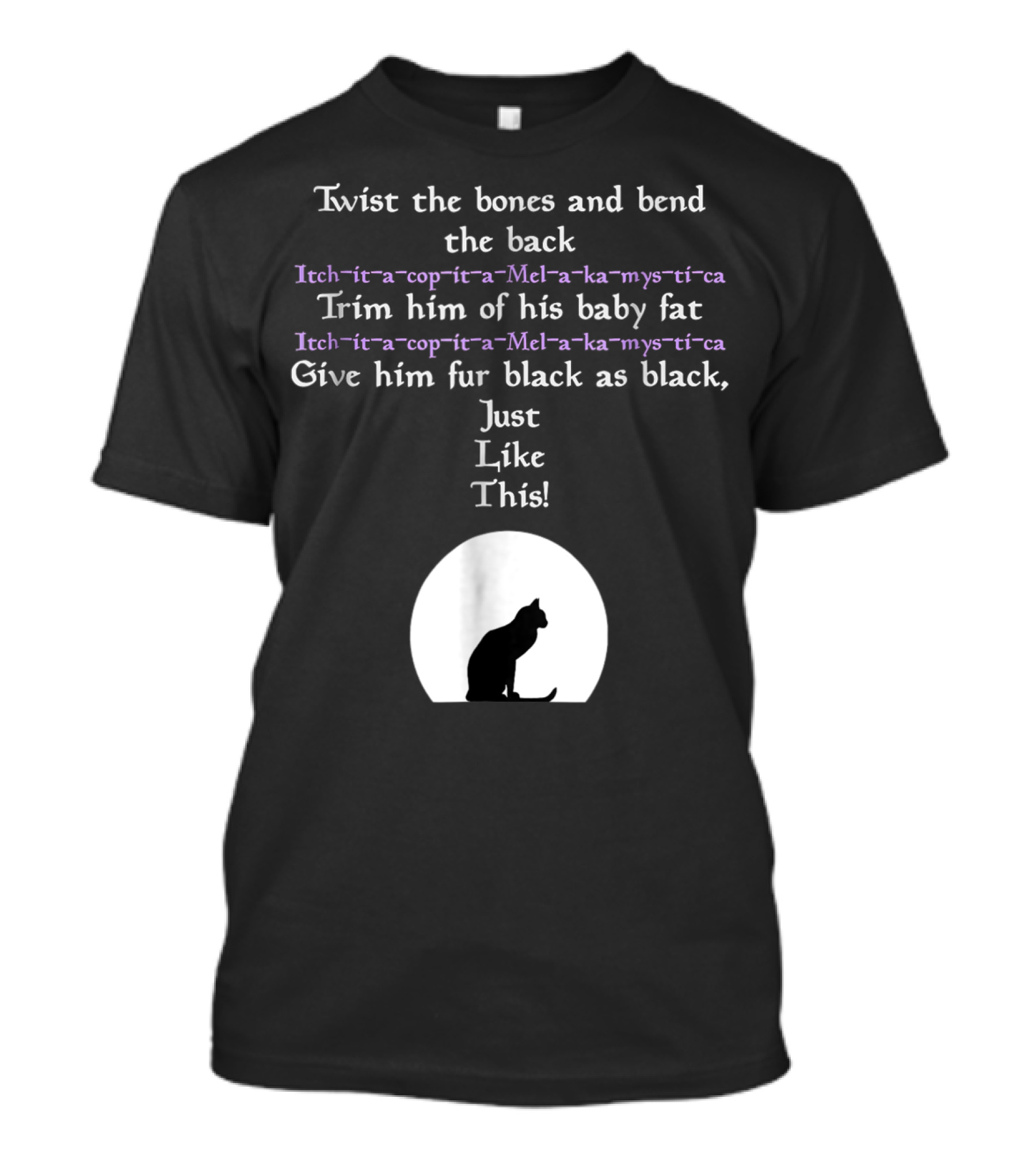 Thackery Binx Spell Itch-i-ta-cop-i-ta Black Cat Halloween Lyrics T-Shirt