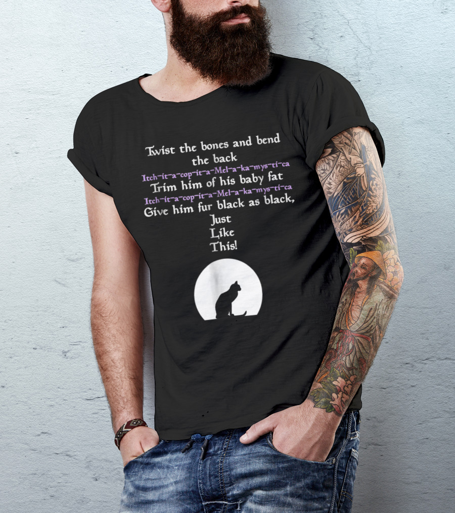 Thackery Binx Spell Itch-i-ta-cop-i-ta Black Cat Halloween Lyrics T-Shirt