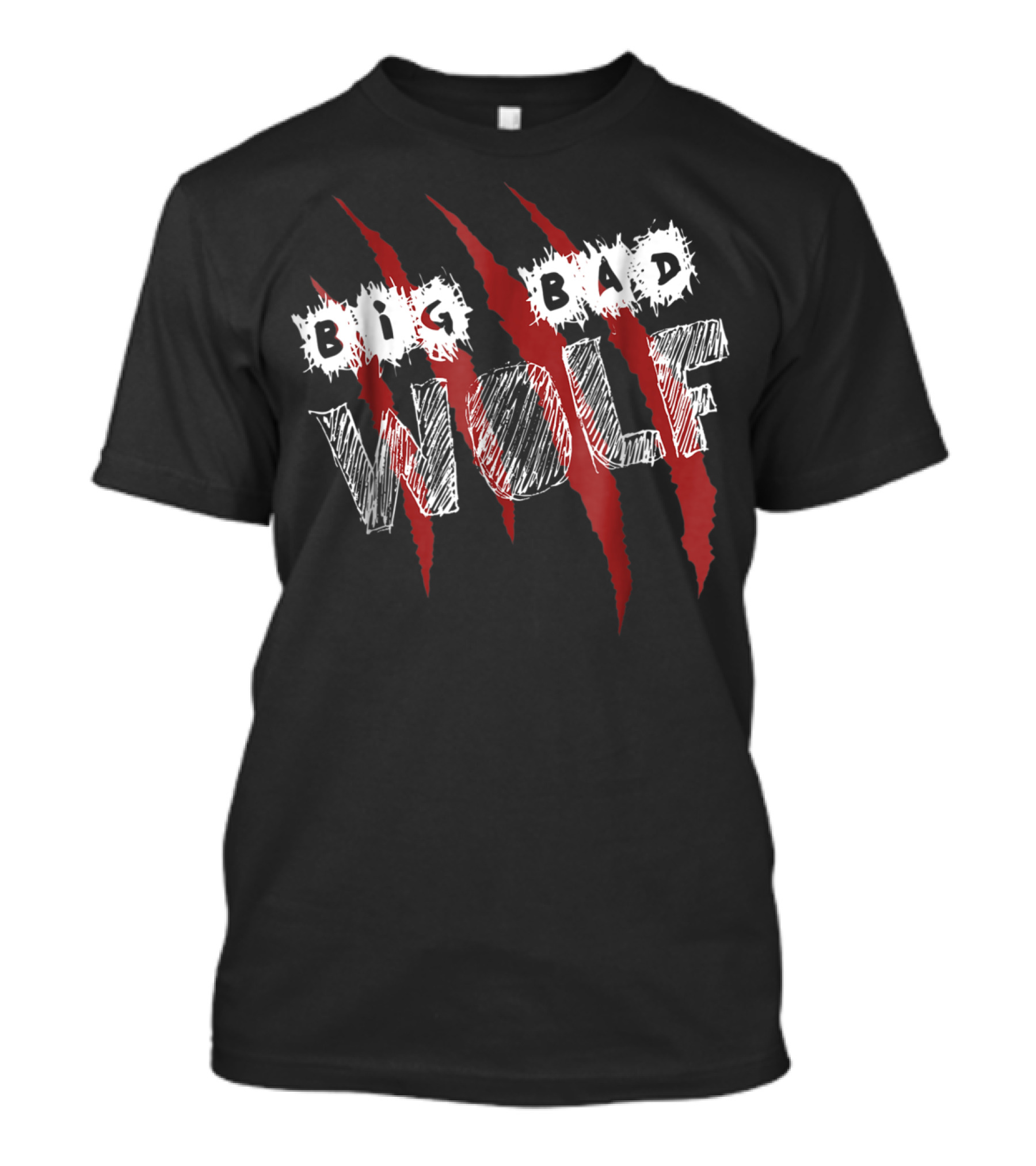 Big Bad Wolf Halloween Red Claw Marks Scary T-Shirt