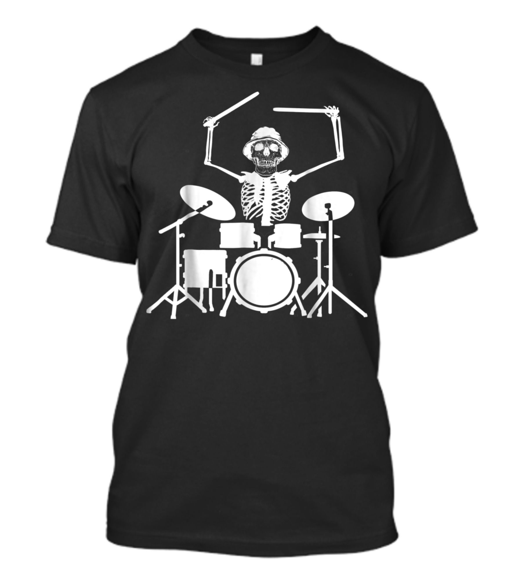 The Drummer Skull Skeleton Playing Drum Set T-Shirt