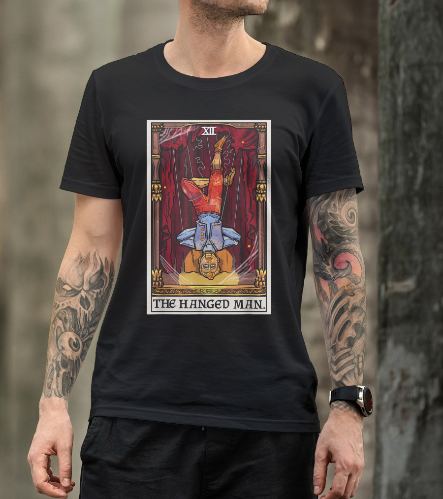 XII The Hanged Man Tarot Card With Upside Down Puppet On Stage T-Shirt