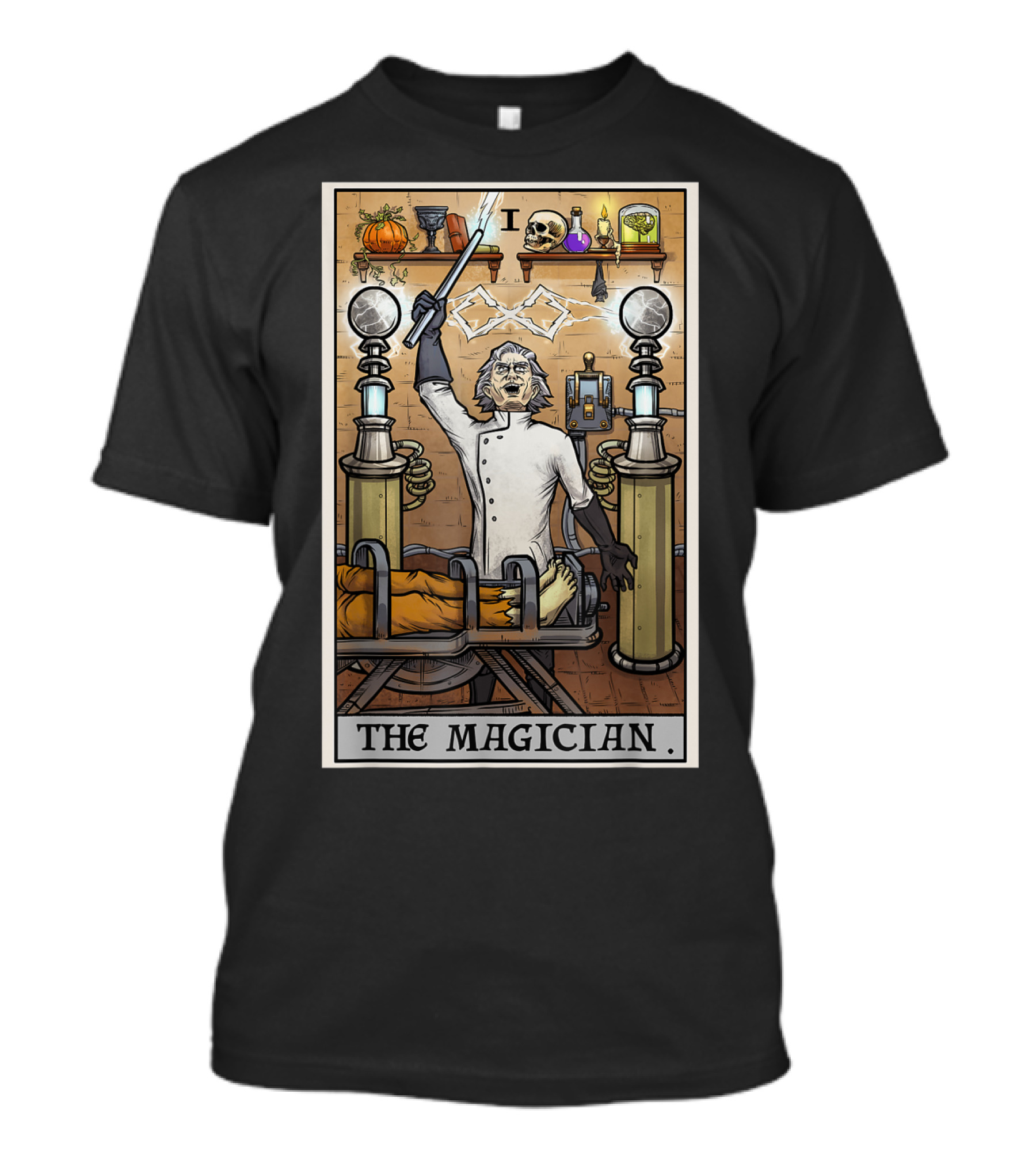 The Magician Tarot Card Halloween Mad Scientist Frankenstein Laboratory T-Shirt