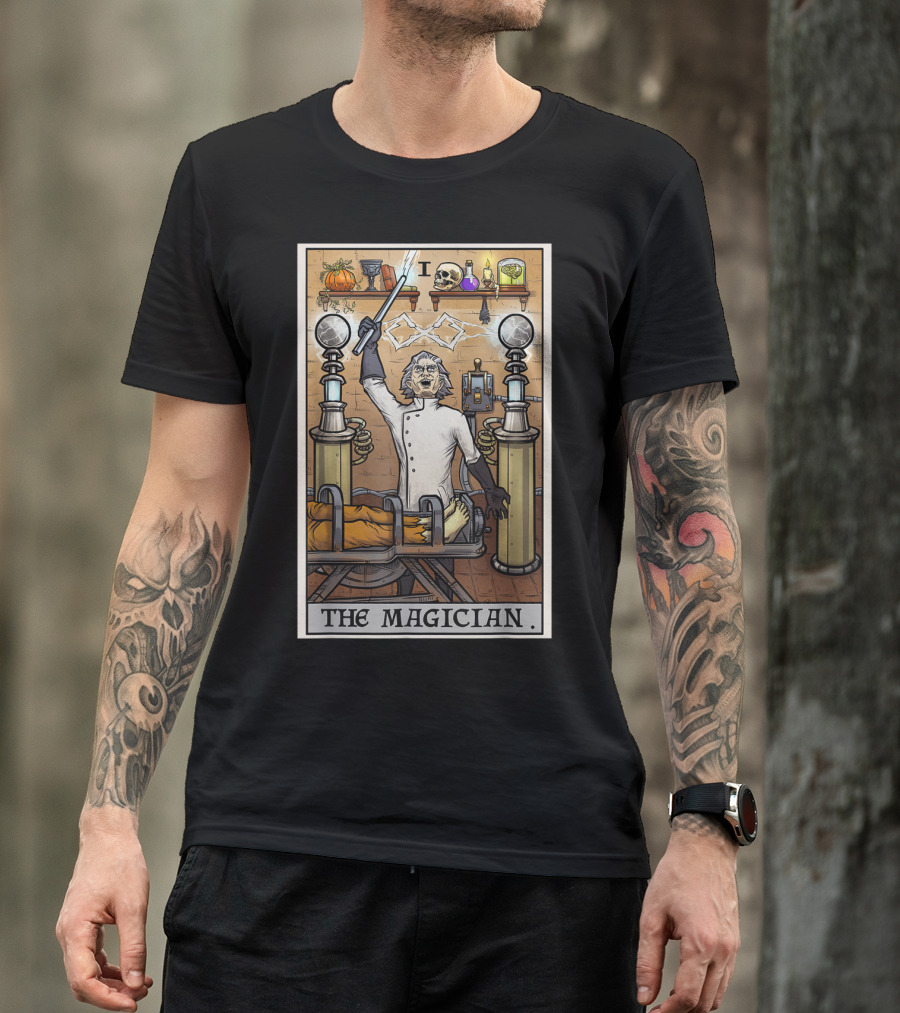 The Magician Tarot Card Halloween Mad Scientist Frankenstein Laboratory T-Shirt