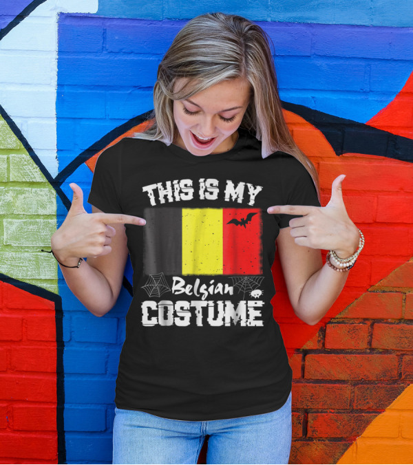 This Is My Belgian Costume Halloween Belgium Flag And Bat T-Shirt