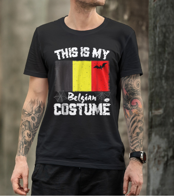 This Is My Belgian Costume Halloween Belgium Flag And Bat T-Shirt