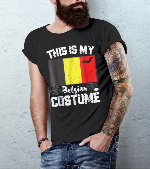 This Is My Belgian Costume Halloween Belgium Flag And Bat T-Shirt
