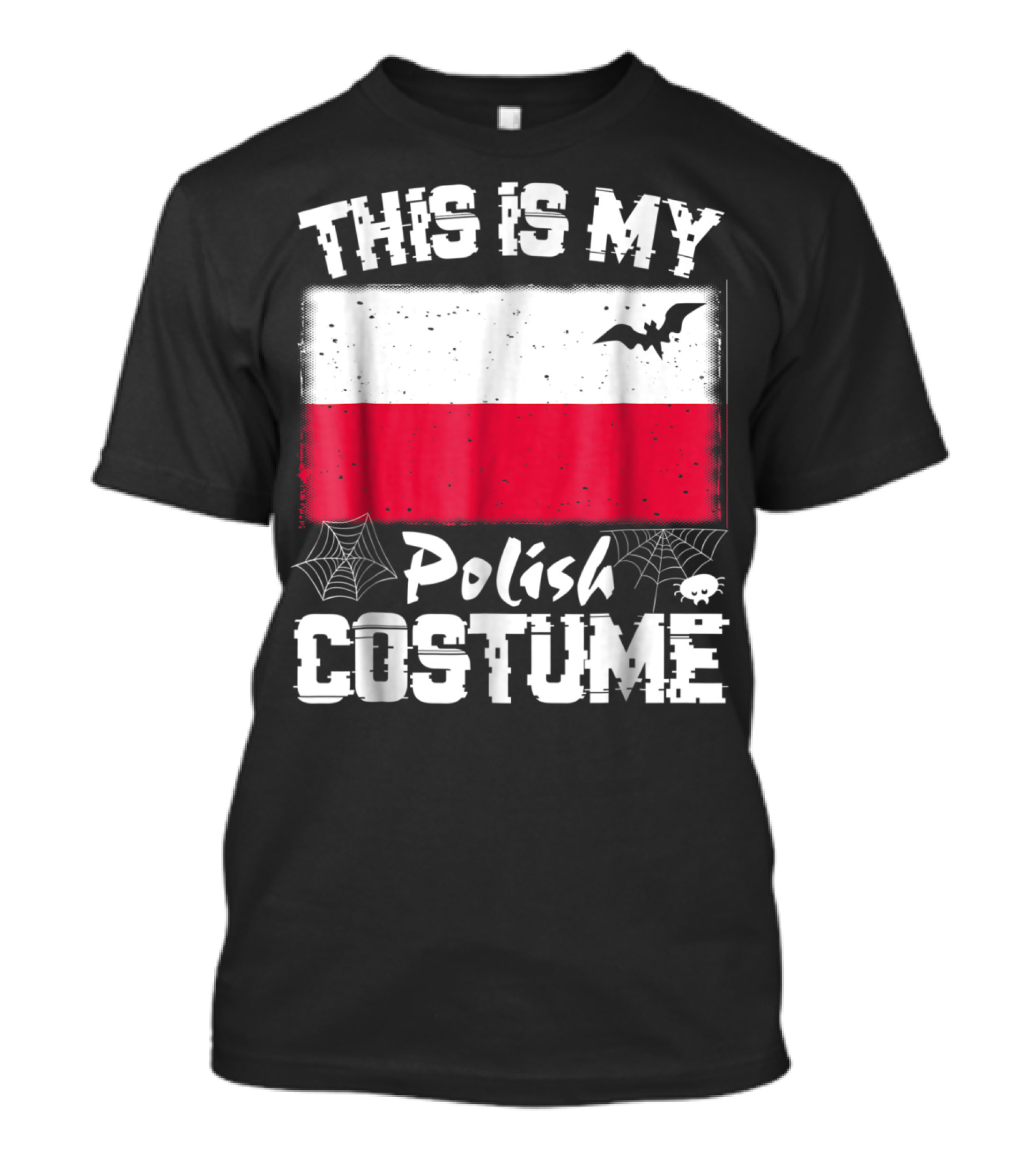 This Is My Polish Costume Halloween Poland Flag With Bat And Spiderwebs T-Shirt